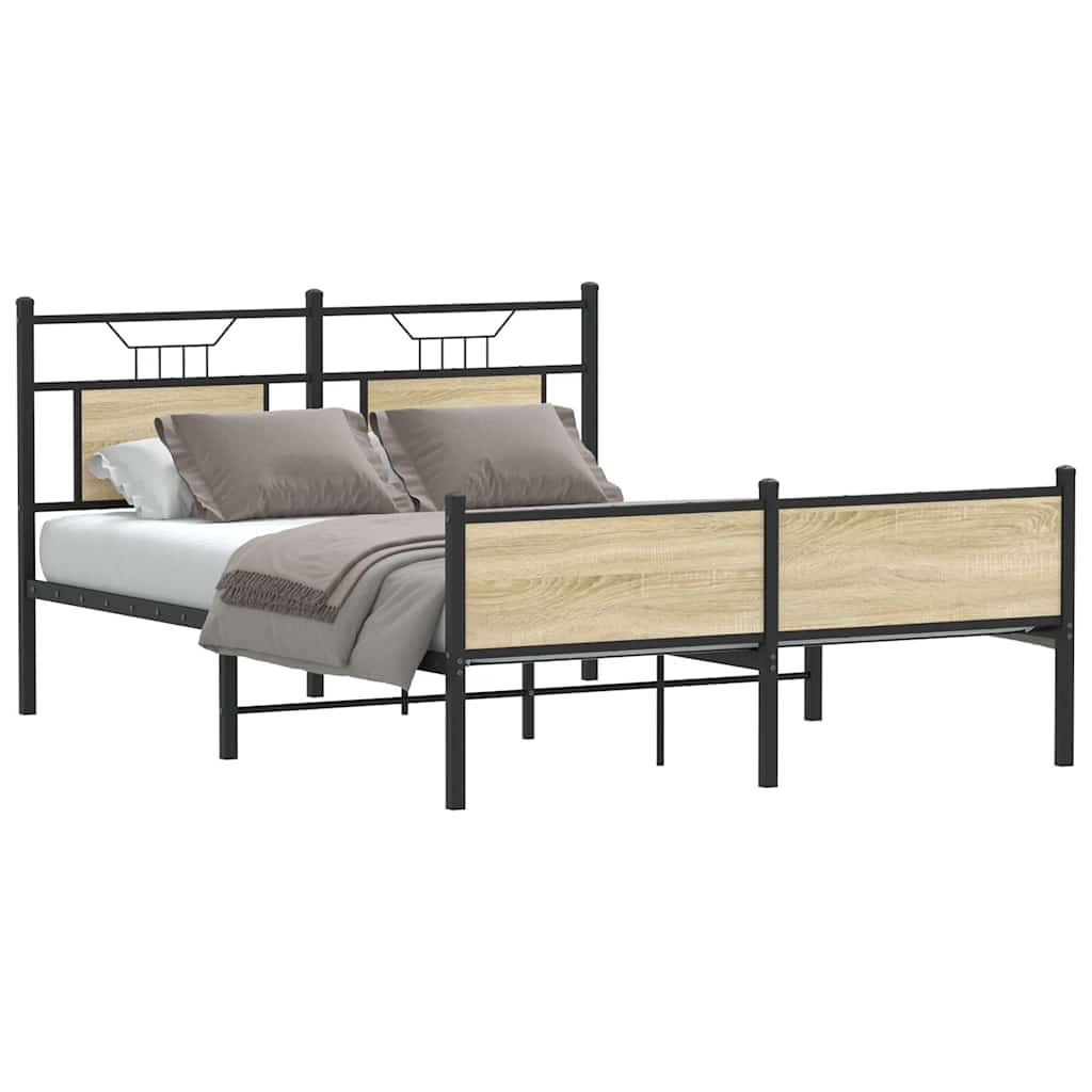 sengeramme 137x190 cm uden madras konstrueret træ sonoma-eg