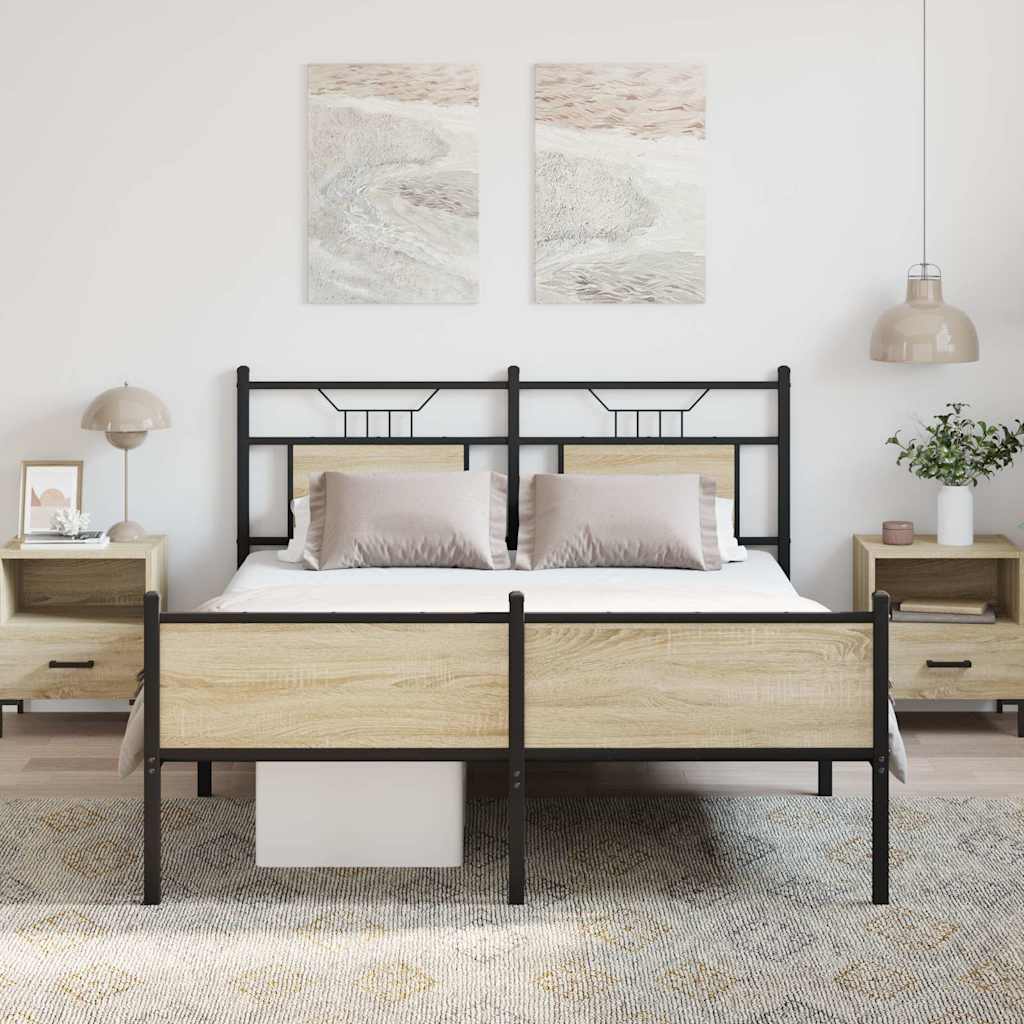sengeramme 140x190 cm uden madras konstrueret træ sonoma-eg