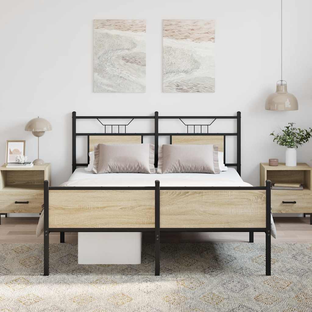 sengeramme 140x200 cm uden madras konstrueret træ sonoma-eg
