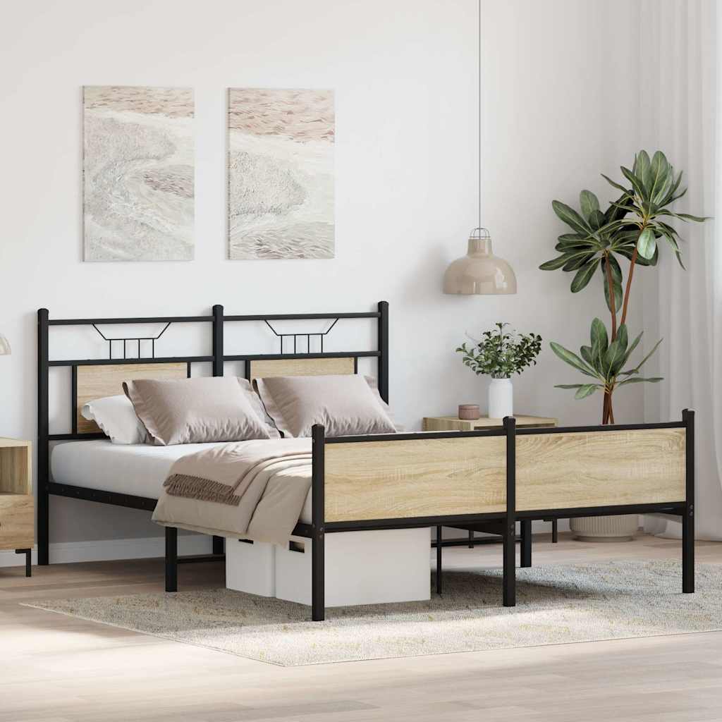 sengeramme 150x200 cm uden madras konstrueret træ sonoma-eg