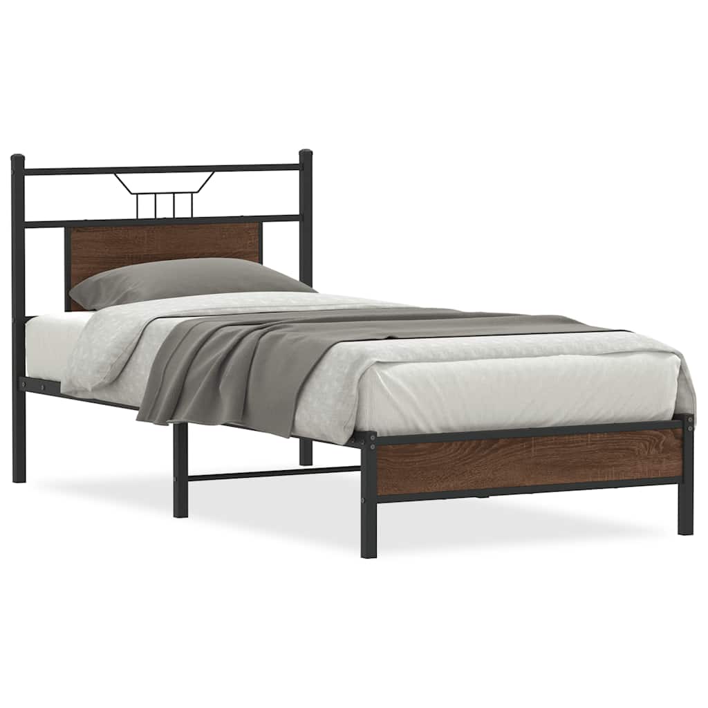 sengeramme 75x190 cm uden madras konstrueret træ brunt eg