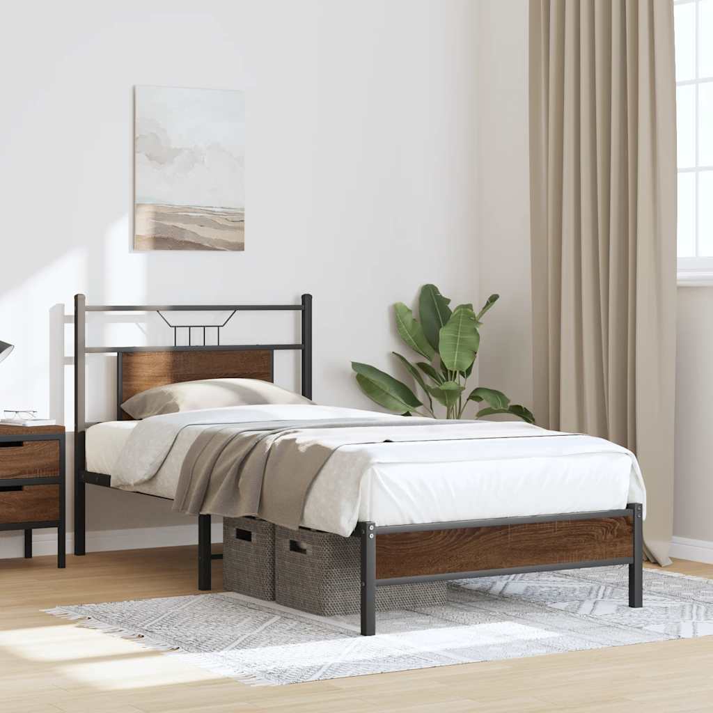 sengeramme 80x200 cm uden madras konstrueret træ brunt eg