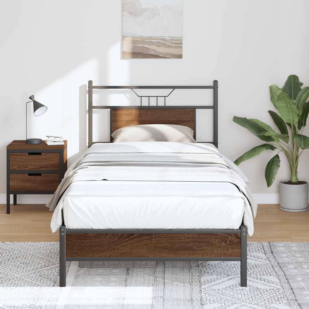 sengeramme 80x200 cm uden madras konstrueret træ brunt eg
