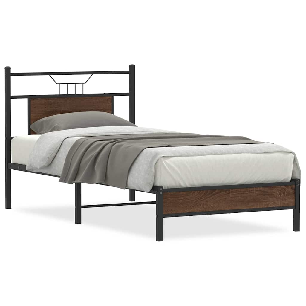 sengeramme 90x190 cm uden madras konstrueret træ brunt eg