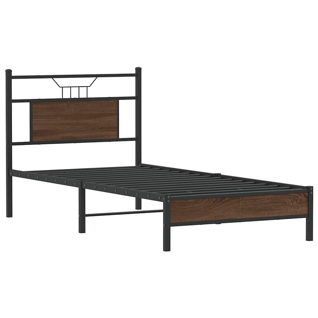 sengeramme 90x190 cm uden madras konstrueret træ brunt eg