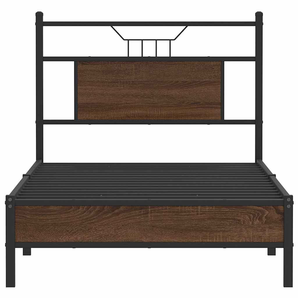 sengeramme 90x190 cm uden madras konstrueret træ brunt eg