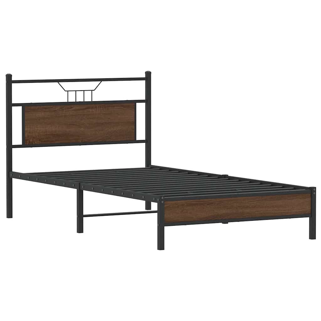 sengeramme 100x190 cm uden madras konstrueret træ brunt eg