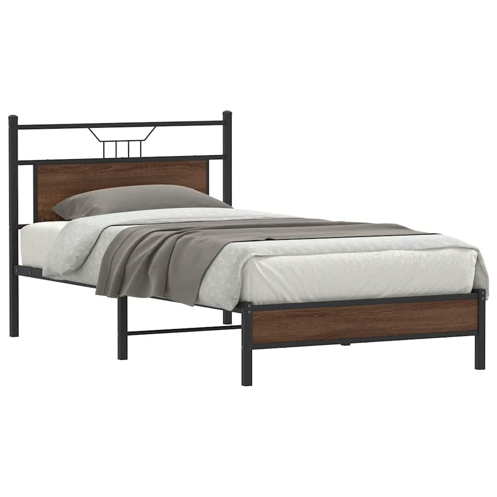sengeramme 100x190 cm uden madras konstrueret træ brunt eg