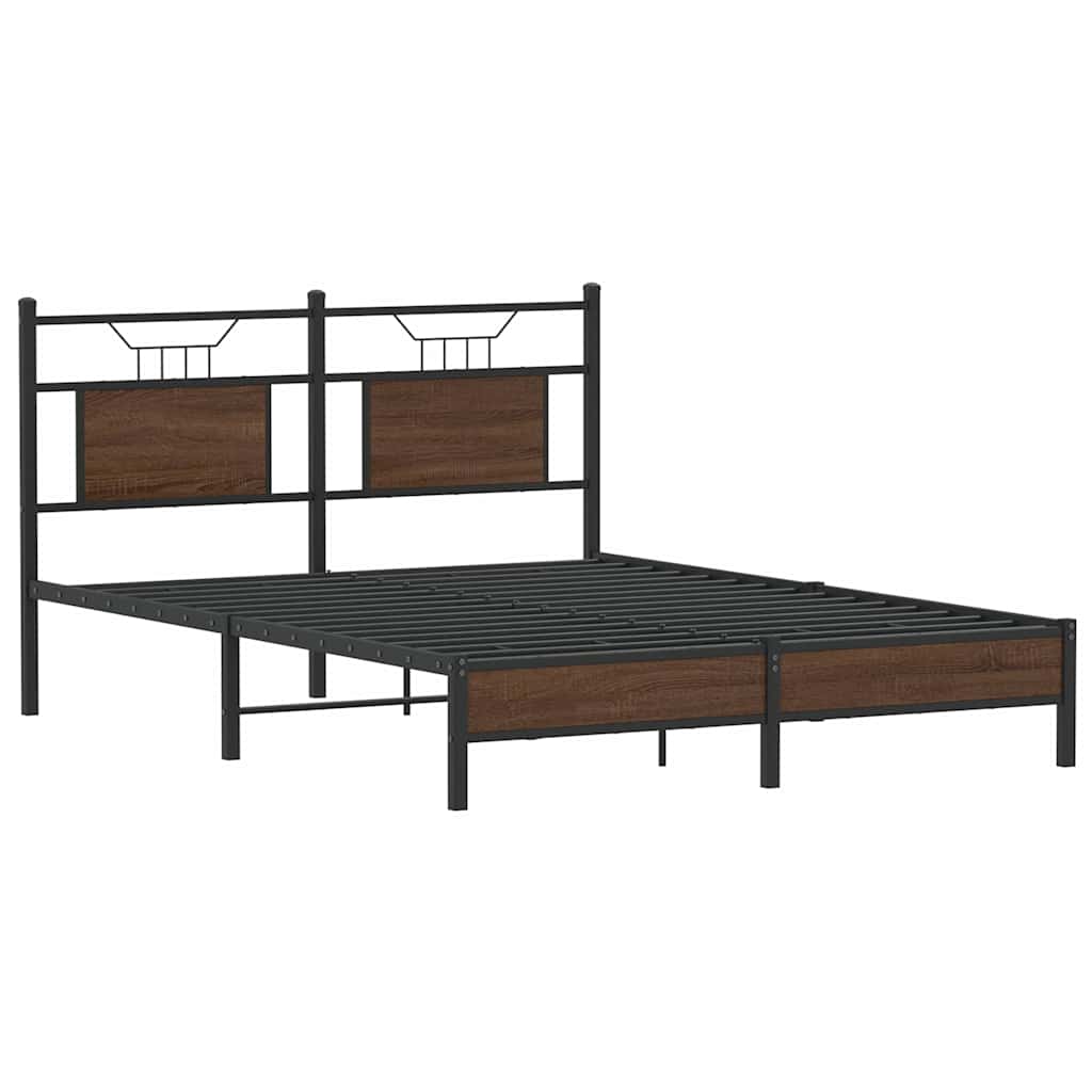 sengeramme 137x190 cm uden madras konstrueret træ brunt eg