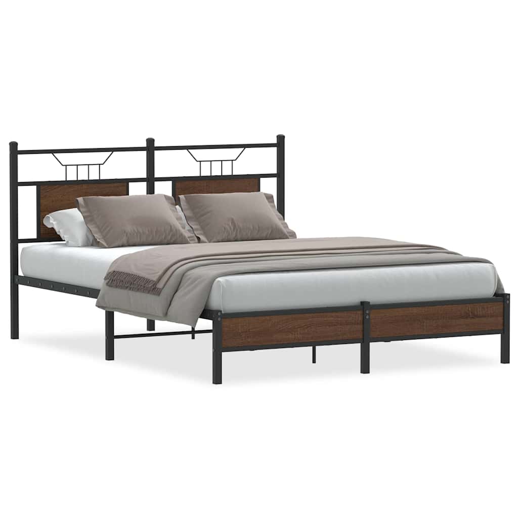 sengeramme 140x200 cm uden madras konstrueret træ brunt eg