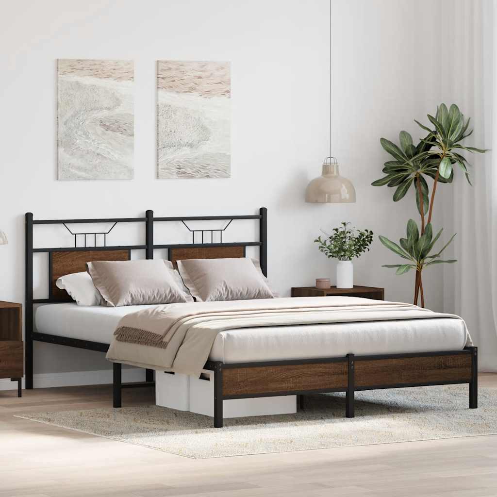 sengeramme 150x200 cm uden madras konstrueret træ brunt eg