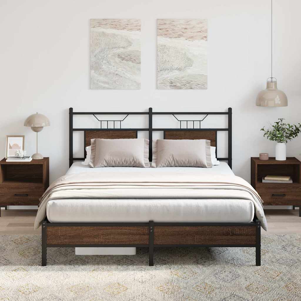 sengeramme 150x200 cm uden madras konstrueret træ brunt eg
