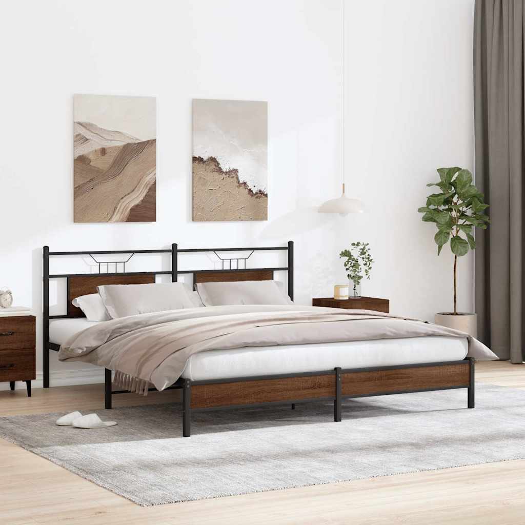 sengeramme 160x200 cm uden madras konstrueret træ brunt eg