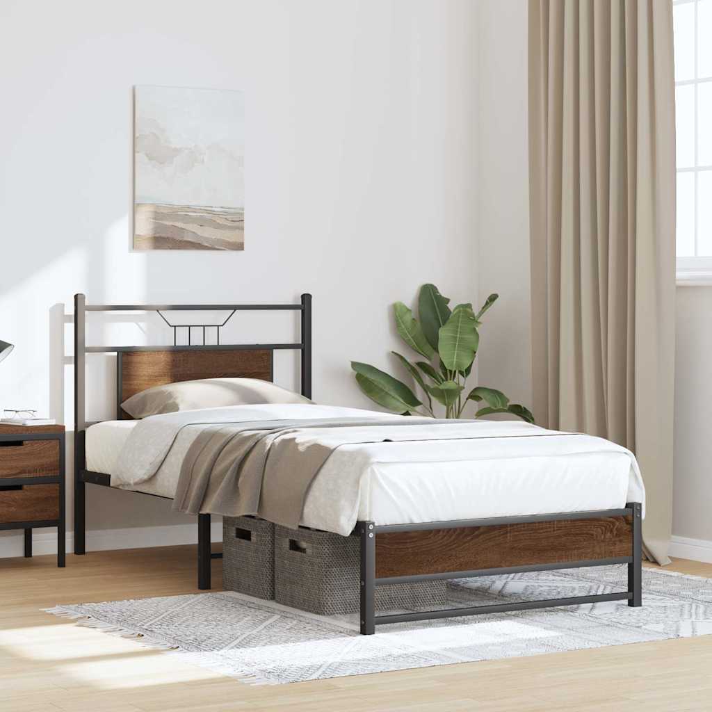 sengeramme 75x190 cm uden madras konstrueret træ brunt eg