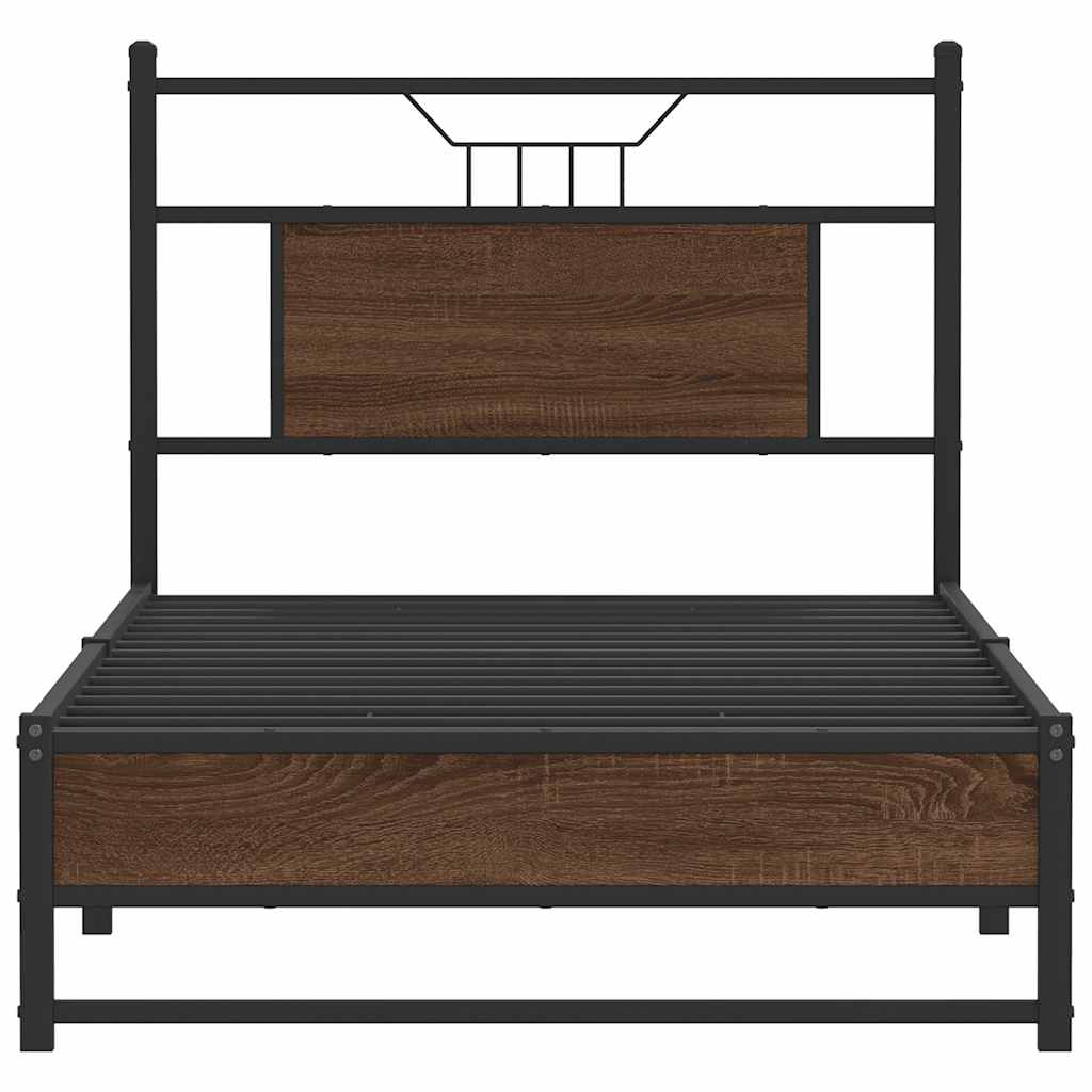 sengeramme 75x190 cm uden madras konstrueret træ brunt eg
