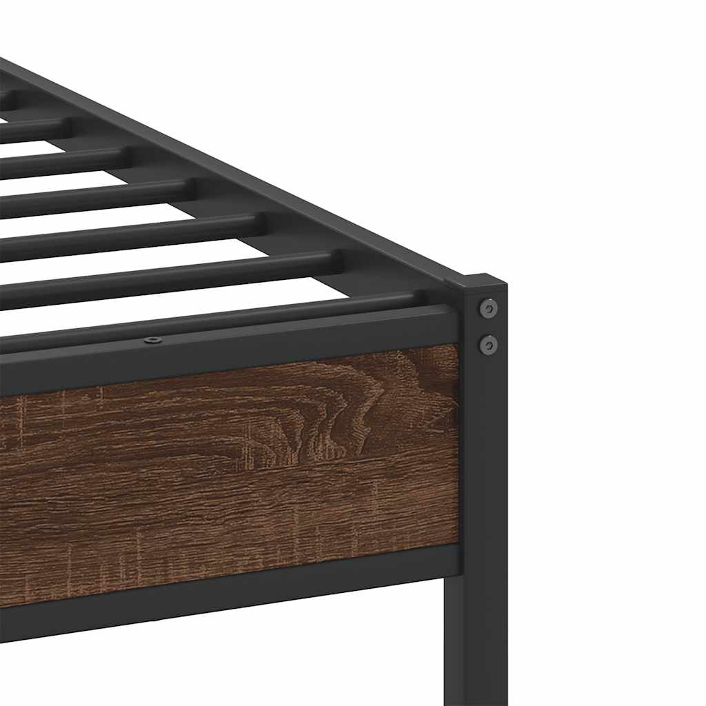 sengeramme 75x190 cm uden madras konstrueret træ brunt eg
