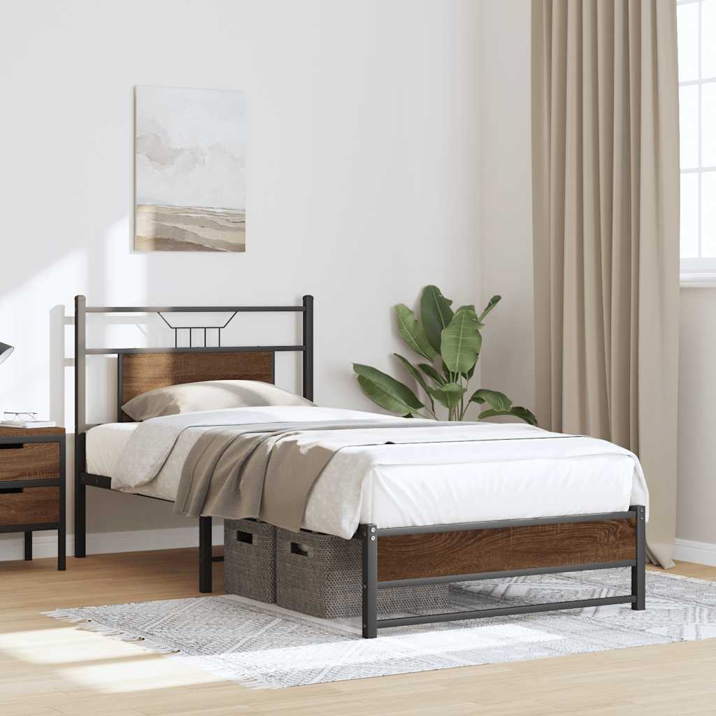 sengeramme 80x200 cm uden madras konstrueret træ brunt eg