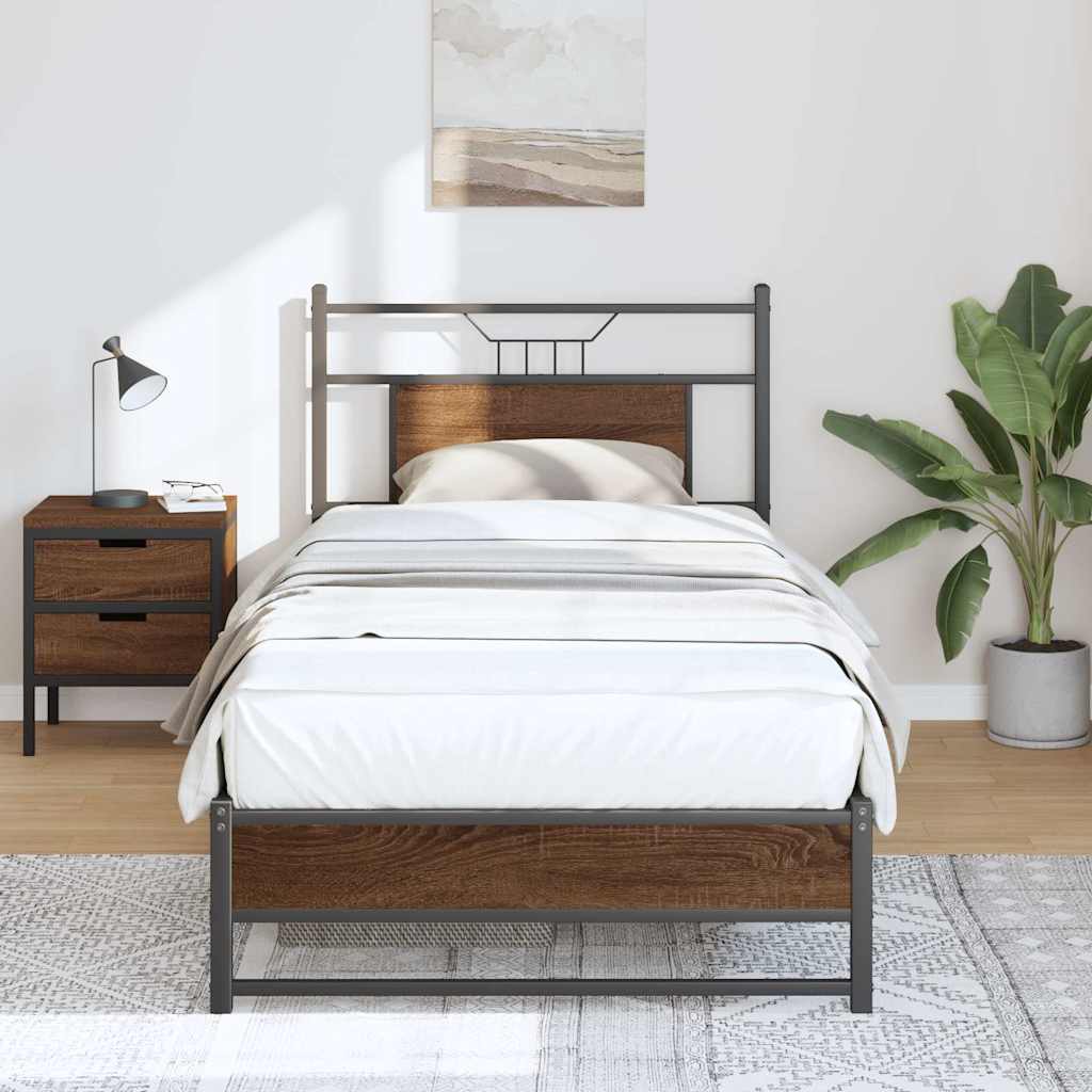 sengeramme 80x200 cm uden madras konstrueret træ brunt eg