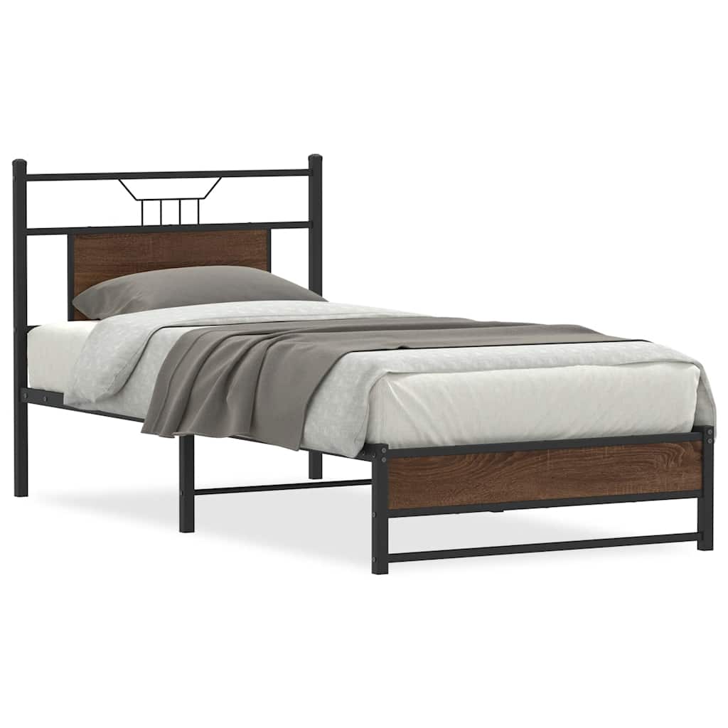 sengeramme 90x190 cm uden madras konstrueret træ brunt eg