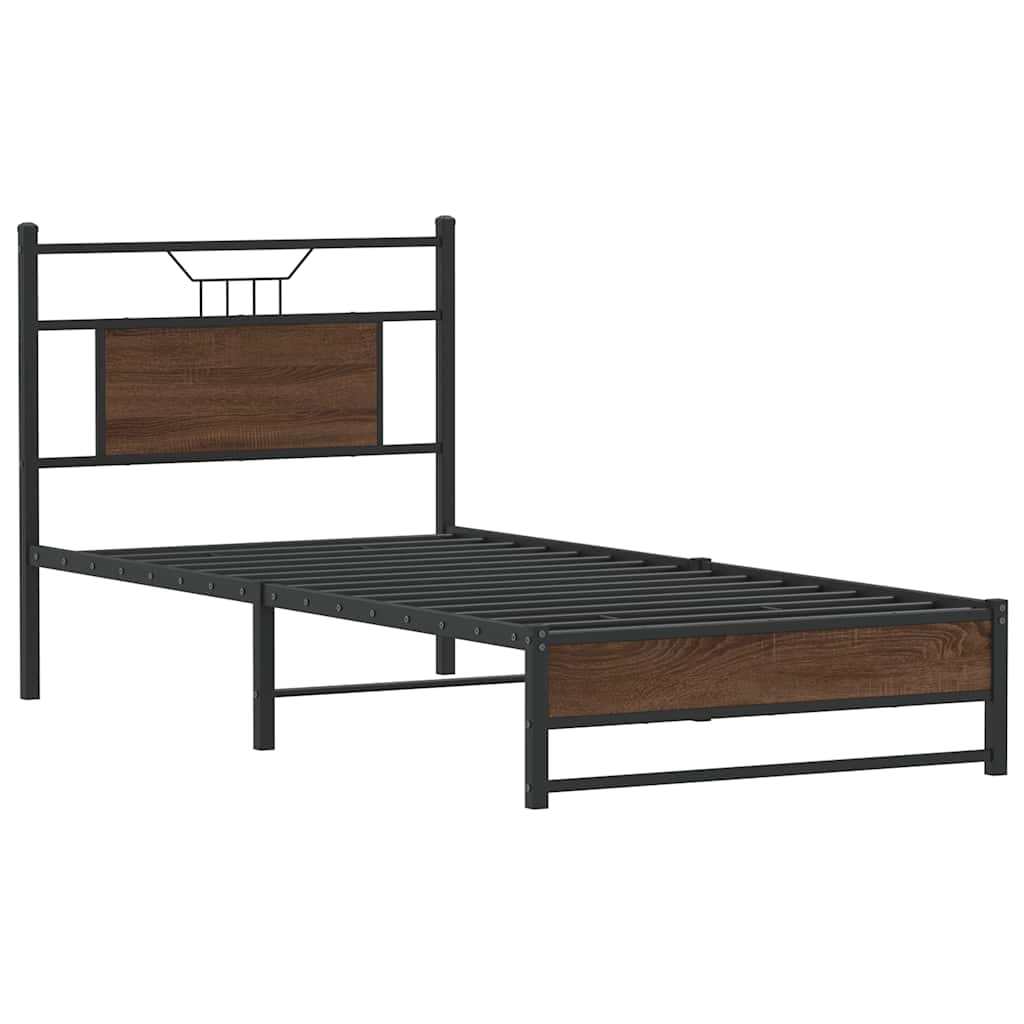 sengeramme 90x190 cm uden madras konstrueret træ brunt eg