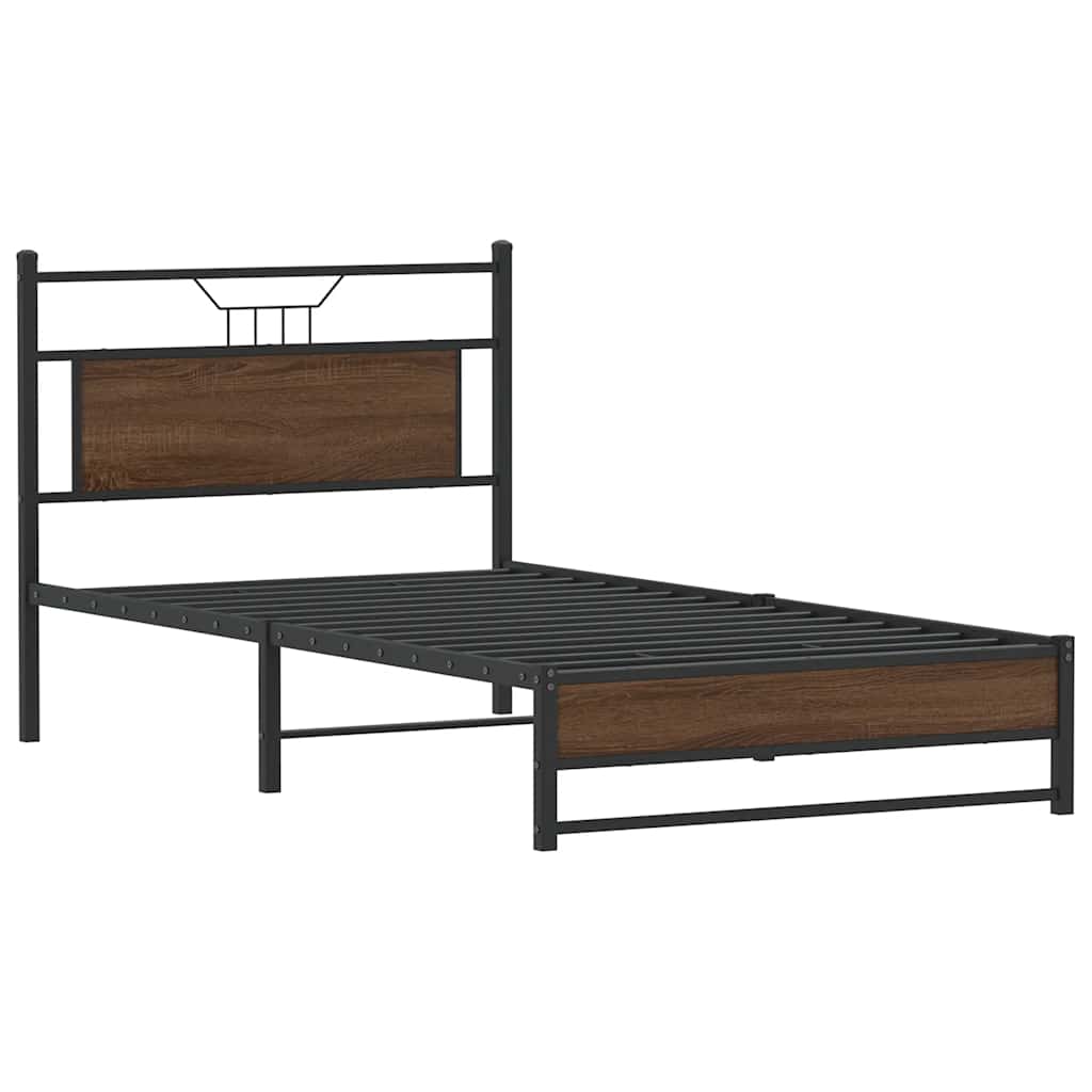 sengeramme 100x190 cm uden madras konstrueret træ brunt eg