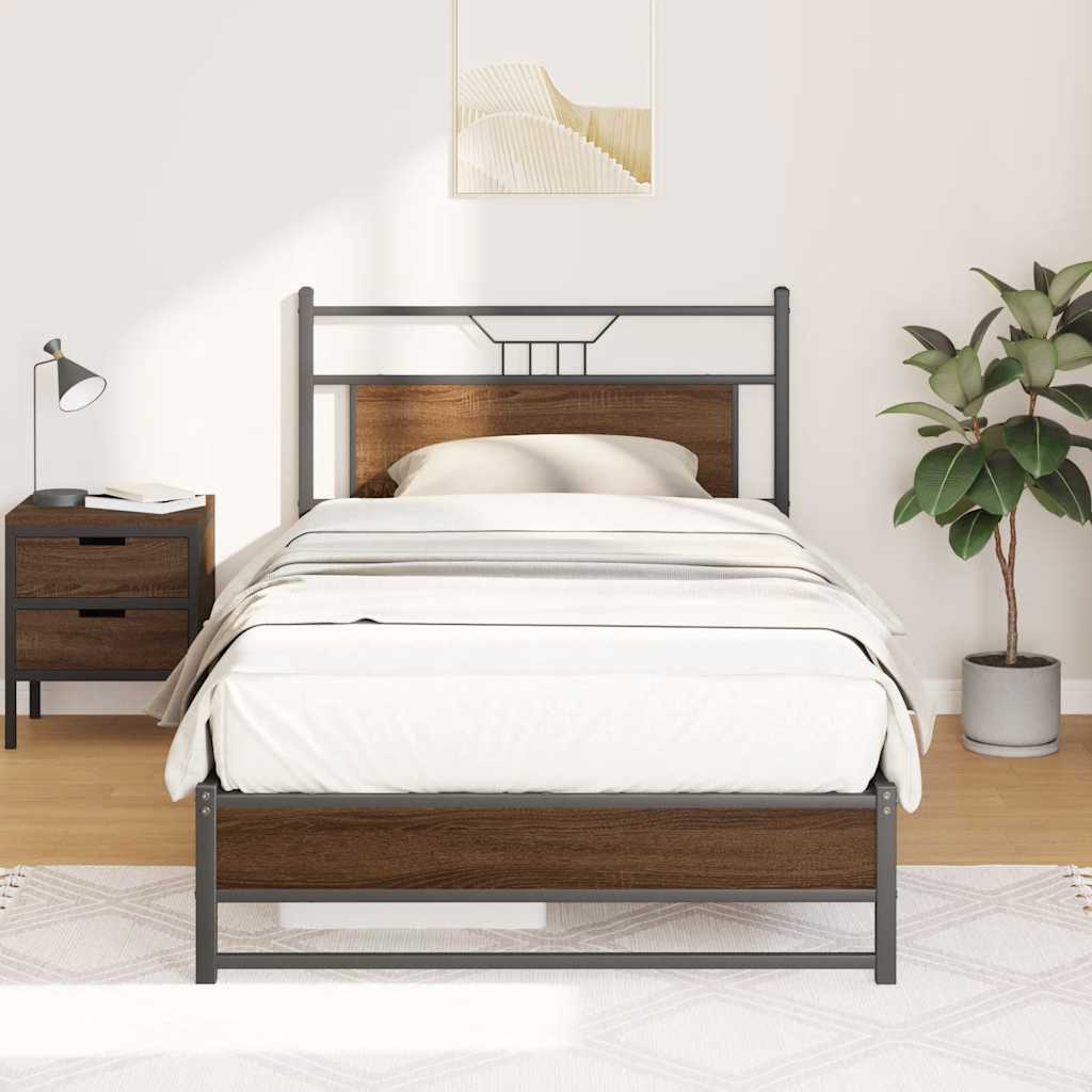 sengeramme 100x190 cm uden madras konstrueret træ brunt eg