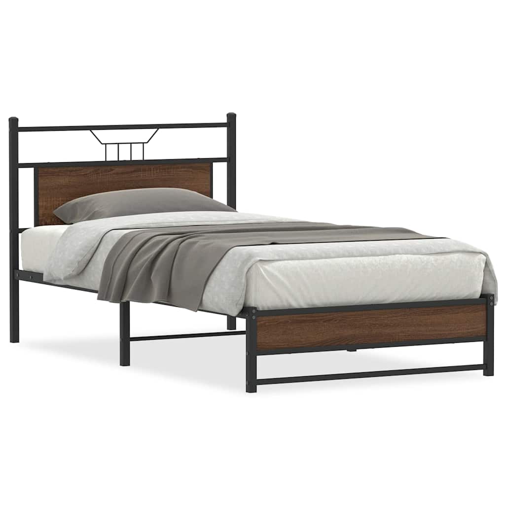 sengeramme 100x200 cm uden madras konstrueret træ brunt eg