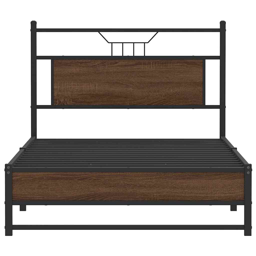 sengeramme 100x200 cm uden madras konstrueret træ brunt eg