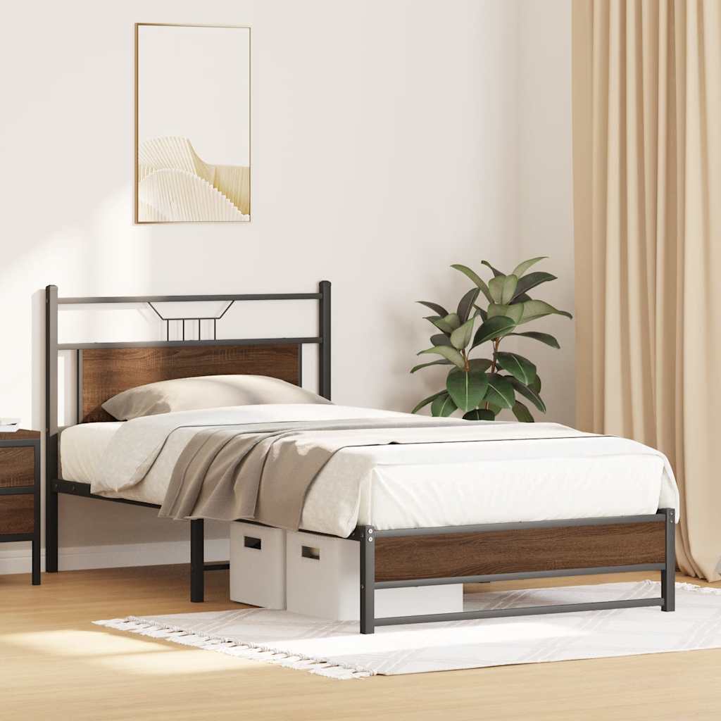sengeramme uden madras 107x203 cm konstrueret træ brunt eg