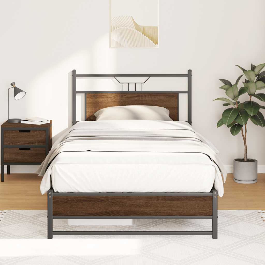 sengeramme uden madras 107x203 cm konstrueret træ brunt eg