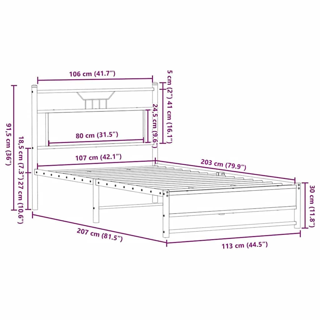 sengeramme uden madras 107x203 cm konstrueret træ brunt eg