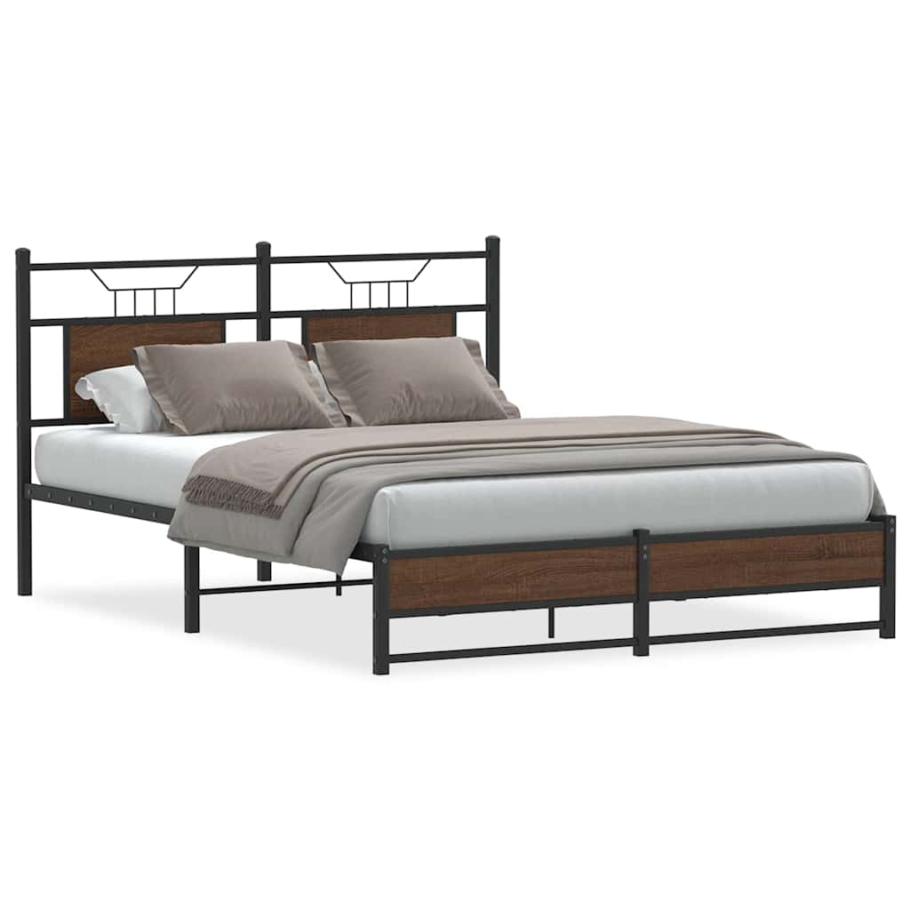 sengeramme 137x190 cm uden madras konstrueret træ brunt eg