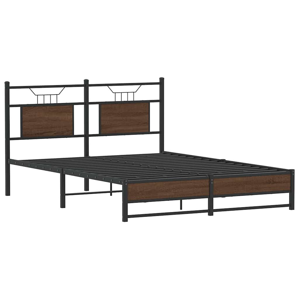 sengeramme 137x190 cm uden madras konstrueret træ brunt eg