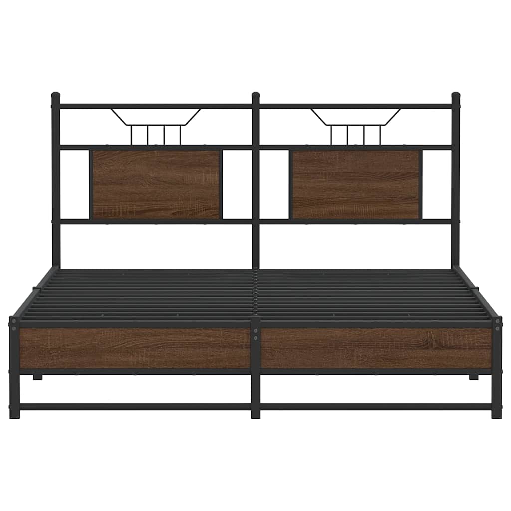 sengeramme 137x190 cm uden madras konstrueret træ brunt eg