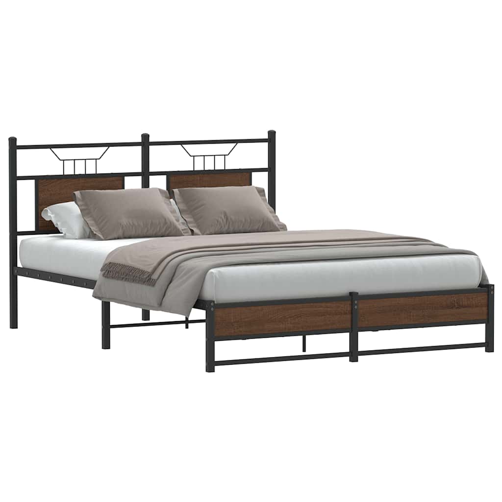sengeramme 137x190 cm uden madras konstrueret træ brunt eg