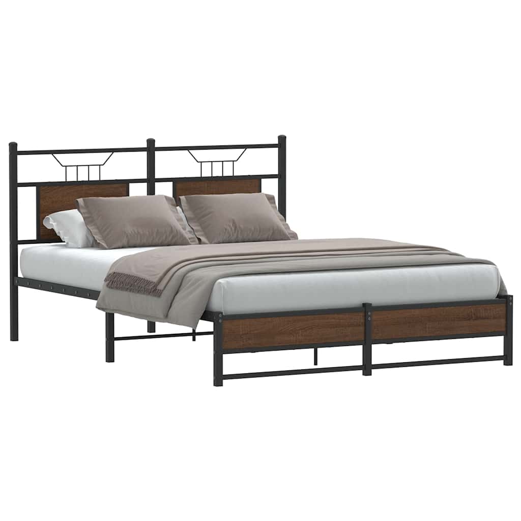 sengeramme 140x200 cm uden madras konstrueret træ brunt eg