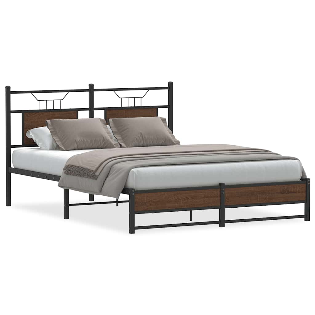 sengeramme 150x200 cm uden madras konstrueret træ brunt eg