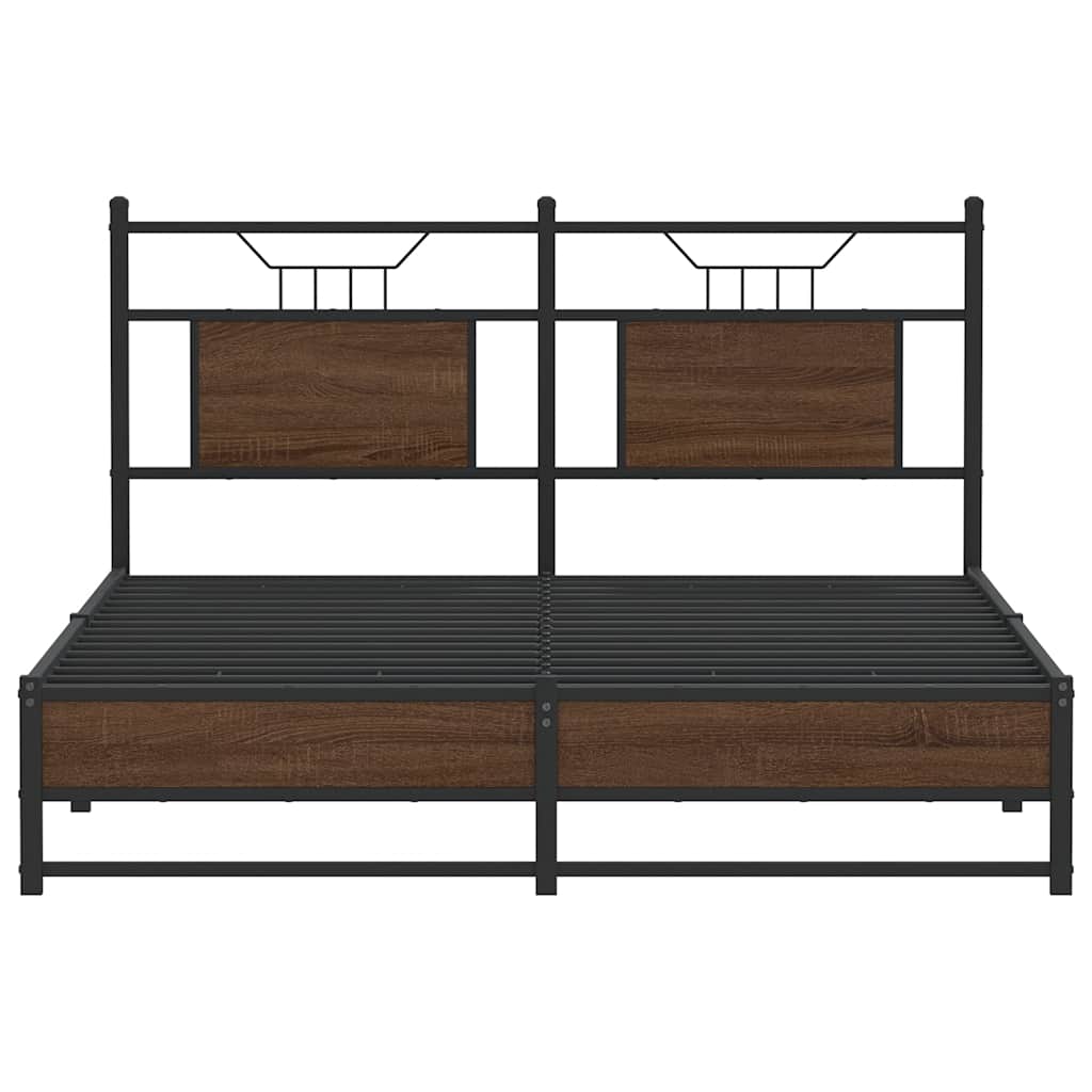 sengeramme 150x200 cm uden madras konstrueret træ brunt eg