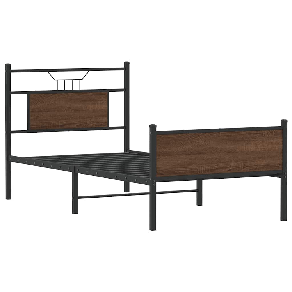 sengeramme 75x190 cm uden madras konstrueret træ brunt eg