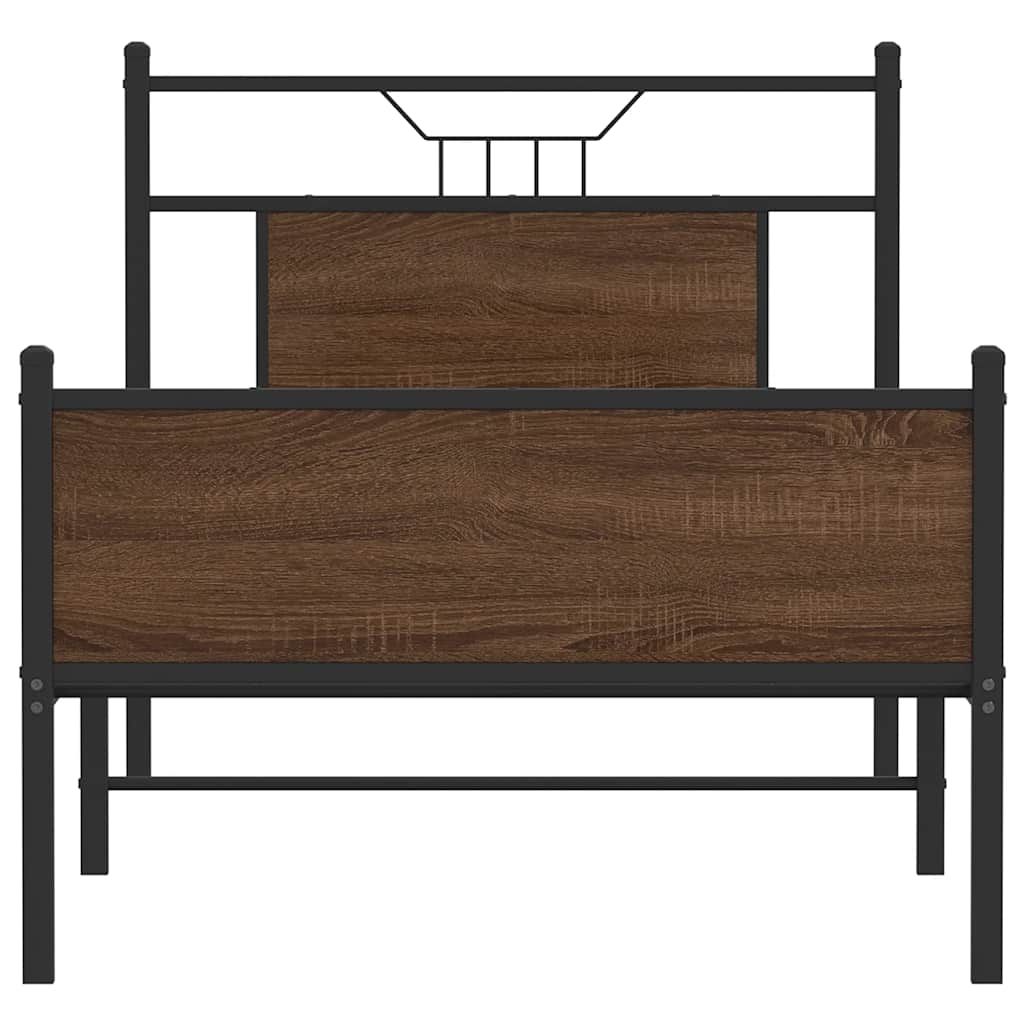 sengeramme 75x190 cm uden madras konstrueret træ brunt eg