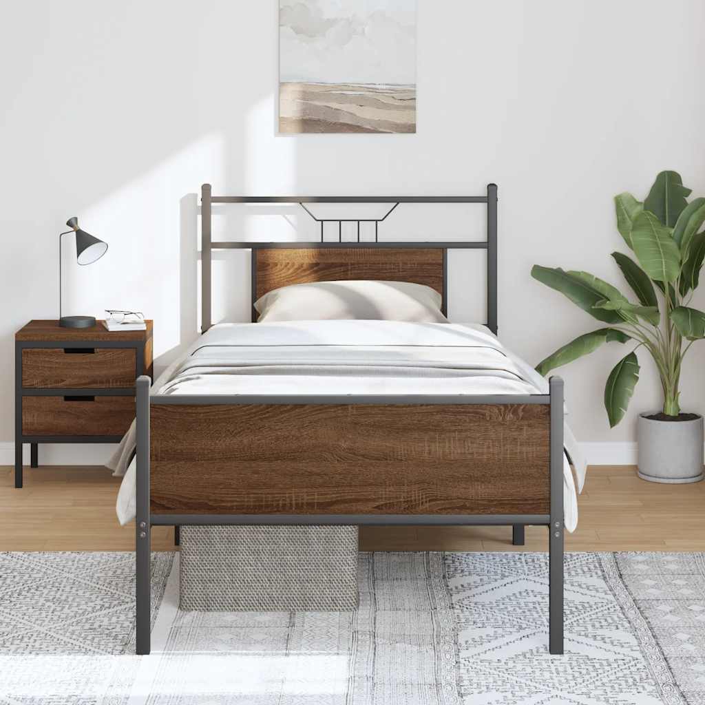 sengeramme 80x200 cm uden madras konstrueret træ brunt eg
