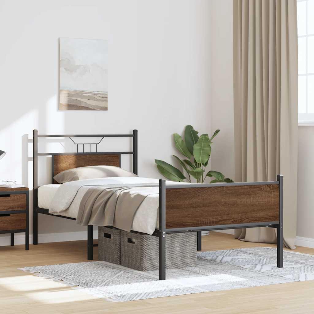 sengeramme 80x200 cm uden madras konstrueret træ brunt eg