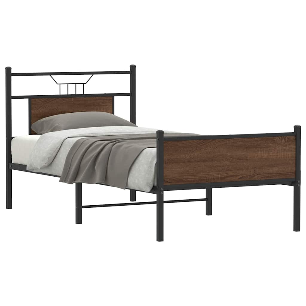 sengeramme 80x200 cm uden madras konstrueret træ brunt eg