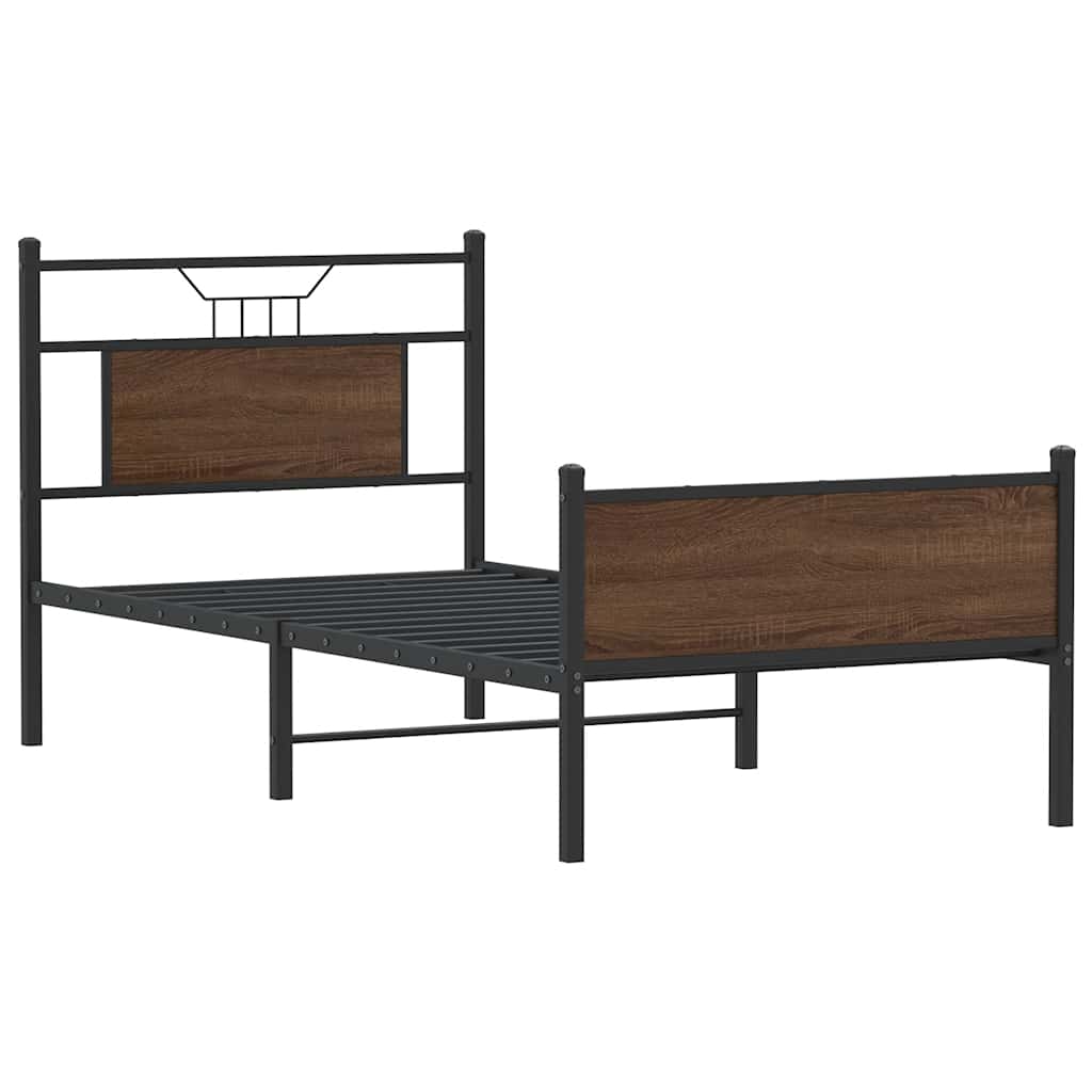 sengeramme 90x190 cm uden madras konstrueret træ brunt eg