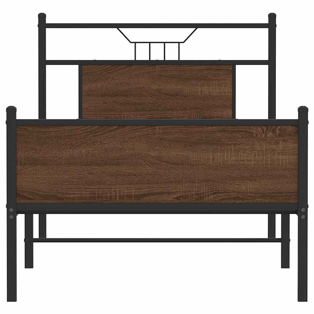 sengeramme 90x190 cm uden madras konstrueret træ brunt eg