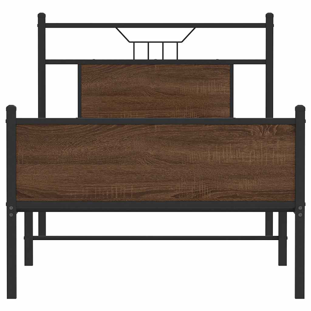 sengeramme 90x200 cm uden madras konstrueret træ brunt eg