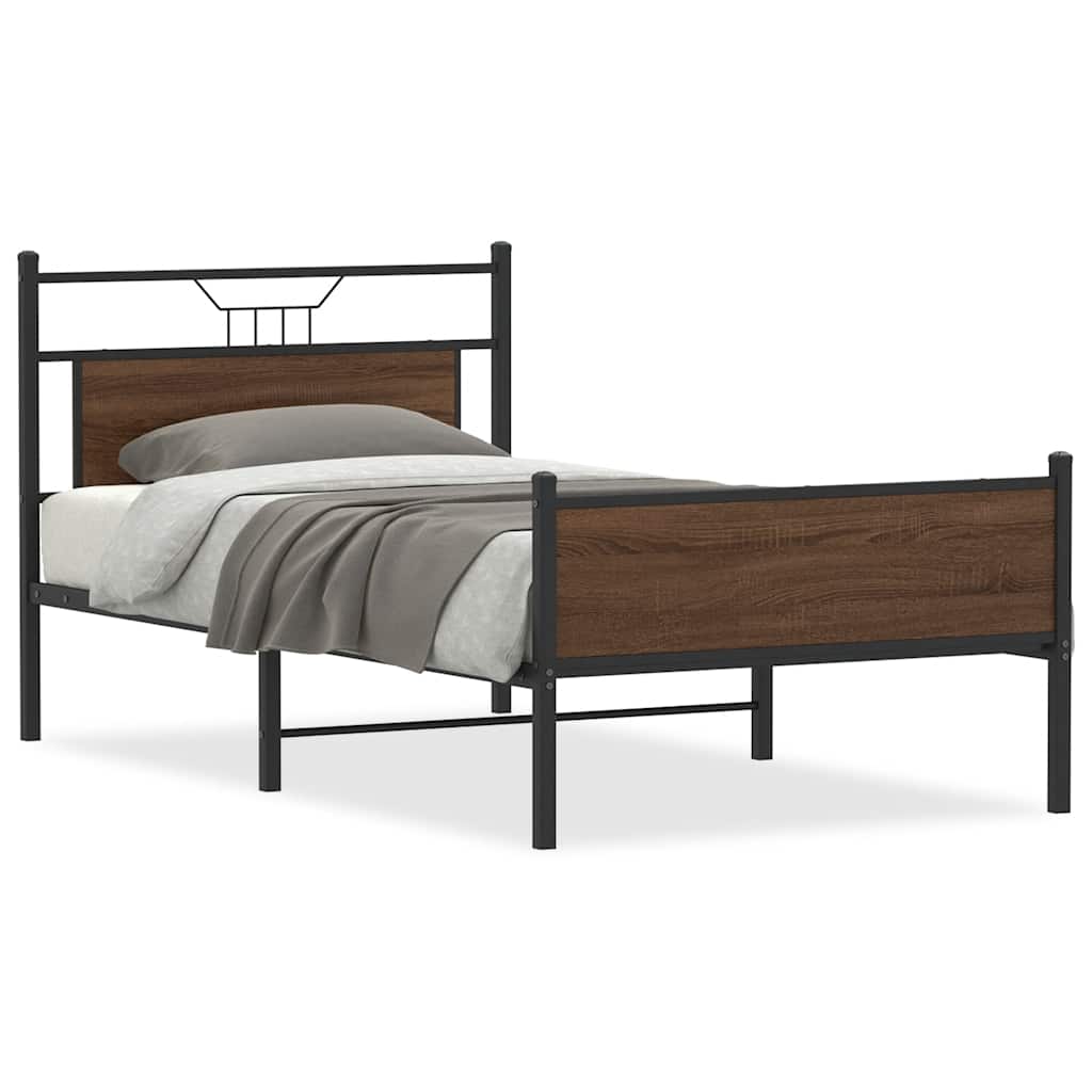 sengeramme 100x190 cm uden madras konstrueret træ brunt eg