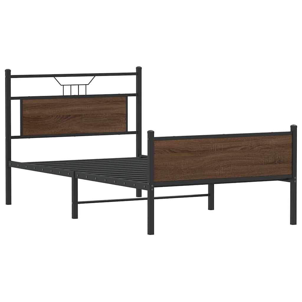 sengeramme 100x190 cm uden madras konstrueret træ brunt eg