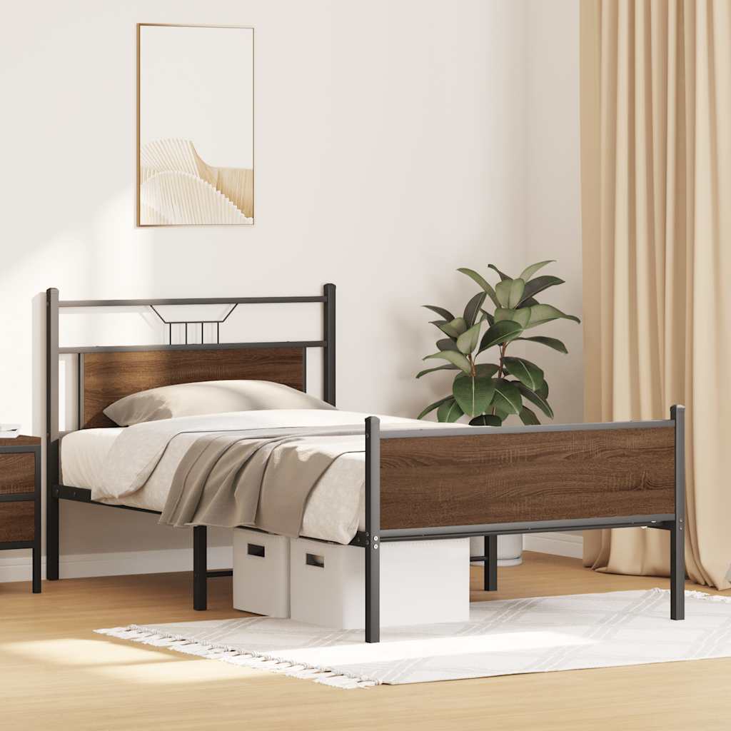sengeramme 100x190 cm uden madras konstrueret træ brunt eg