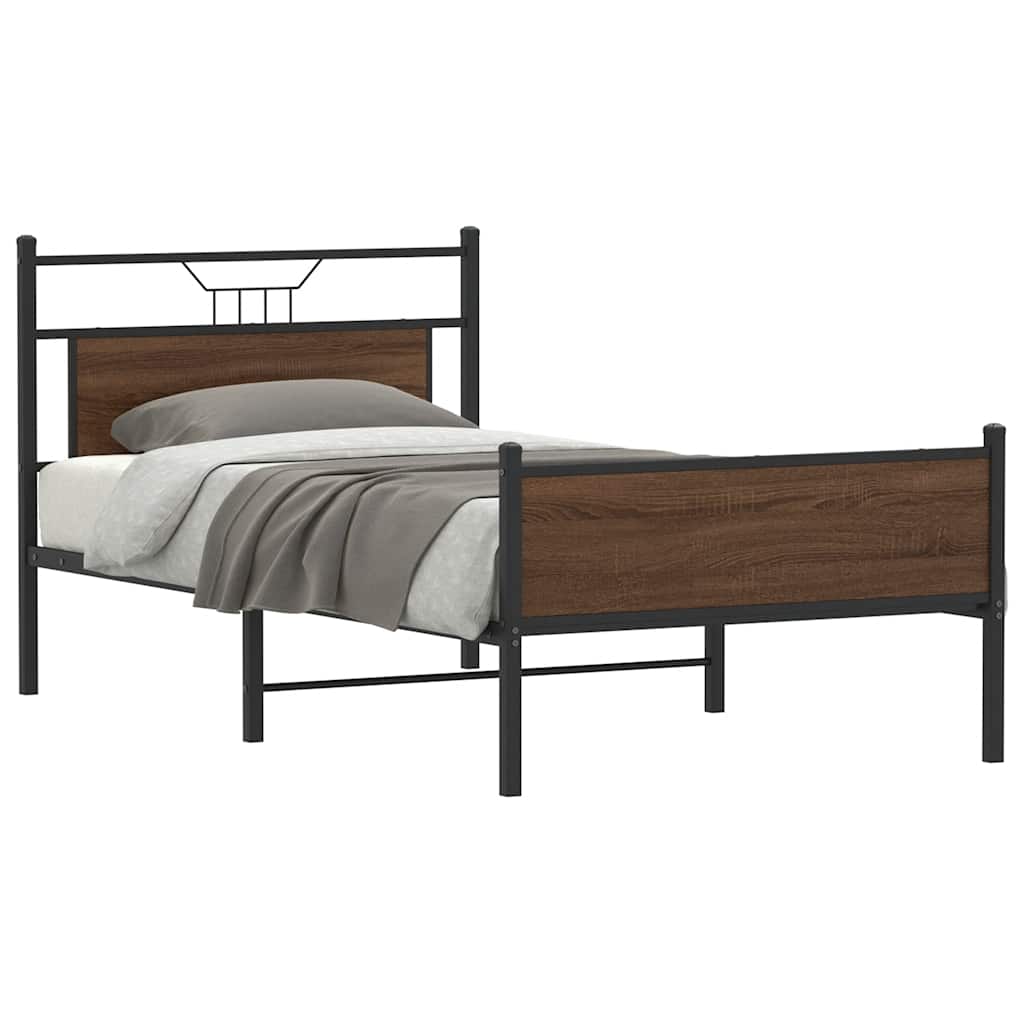sengeramme 100x190 cm uden madras konstrueret træ brunt eg